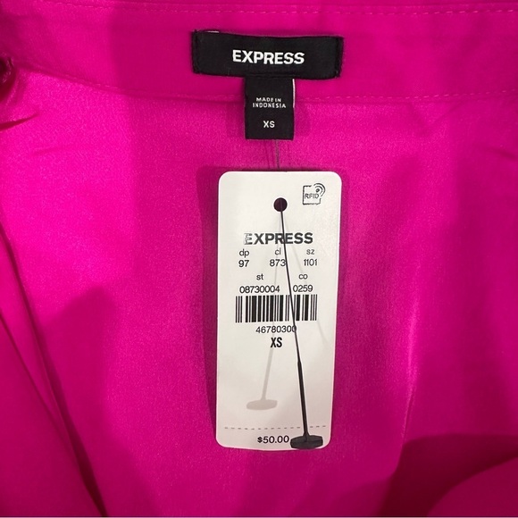 Express Short Sleeve Button Up Shirt Pink Collar - Picture 7 of 7